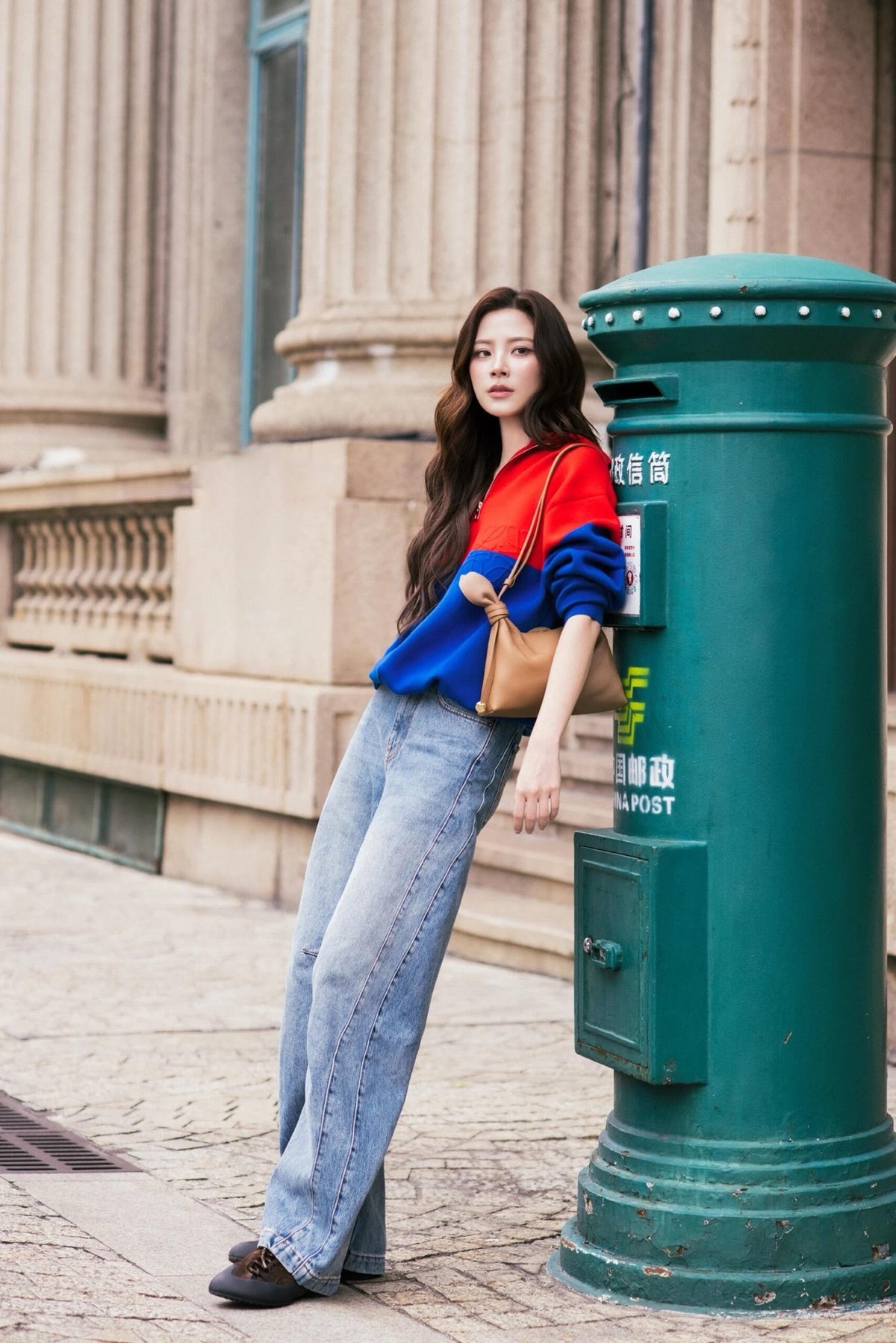 26FW New Color-Block Half-Zip Collared Knit Sweatshirt ❤️💙