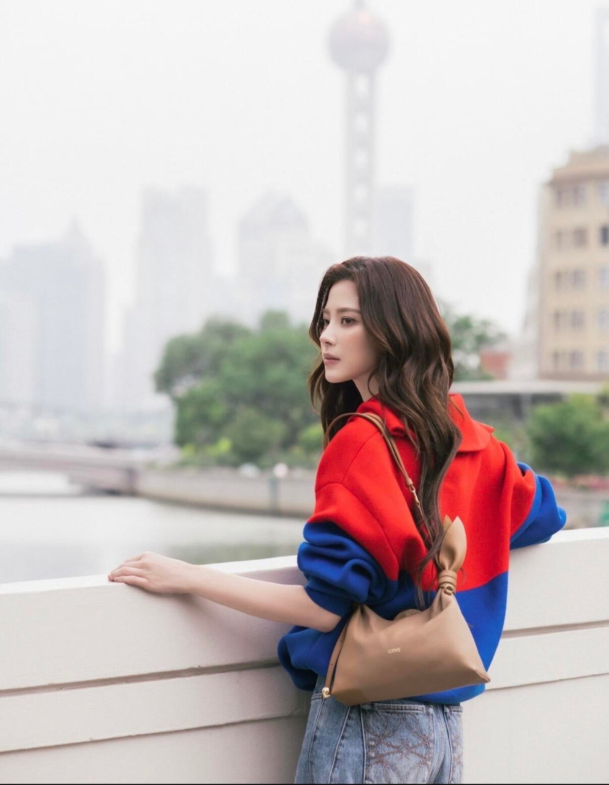 26FW New Color-Block Half-Zip Collared Knit Sweatshirt ❤️💙