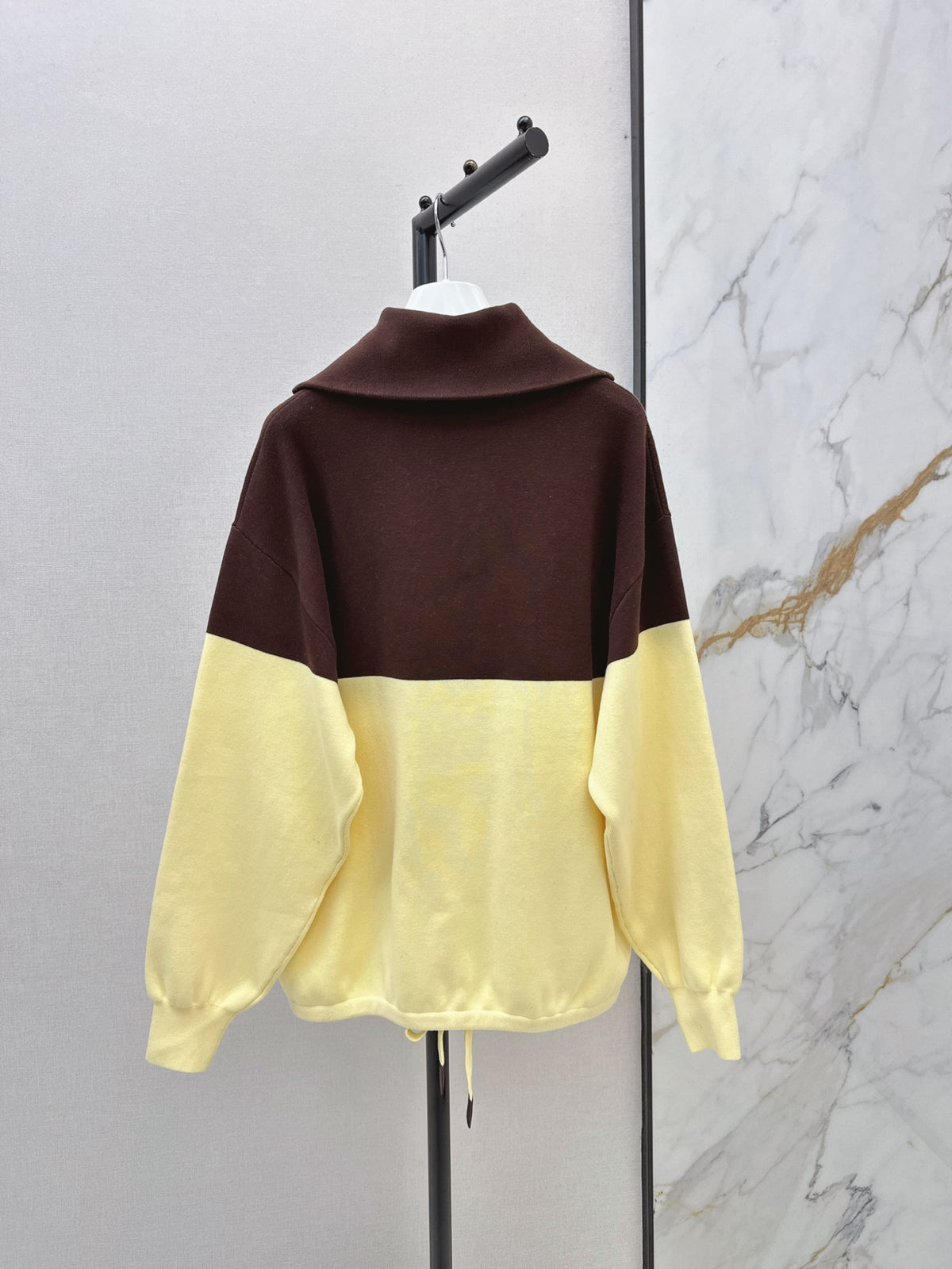 26FW New Color-Block Half-Zip Collared Knit Sweatshirt 🤎💛
