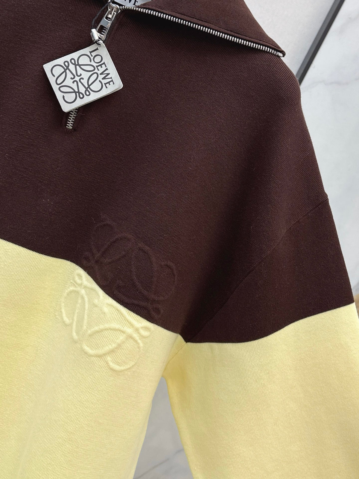 26FW New Color-Block Half-Zip Collared Knit Sweatshirt 🤎💛
