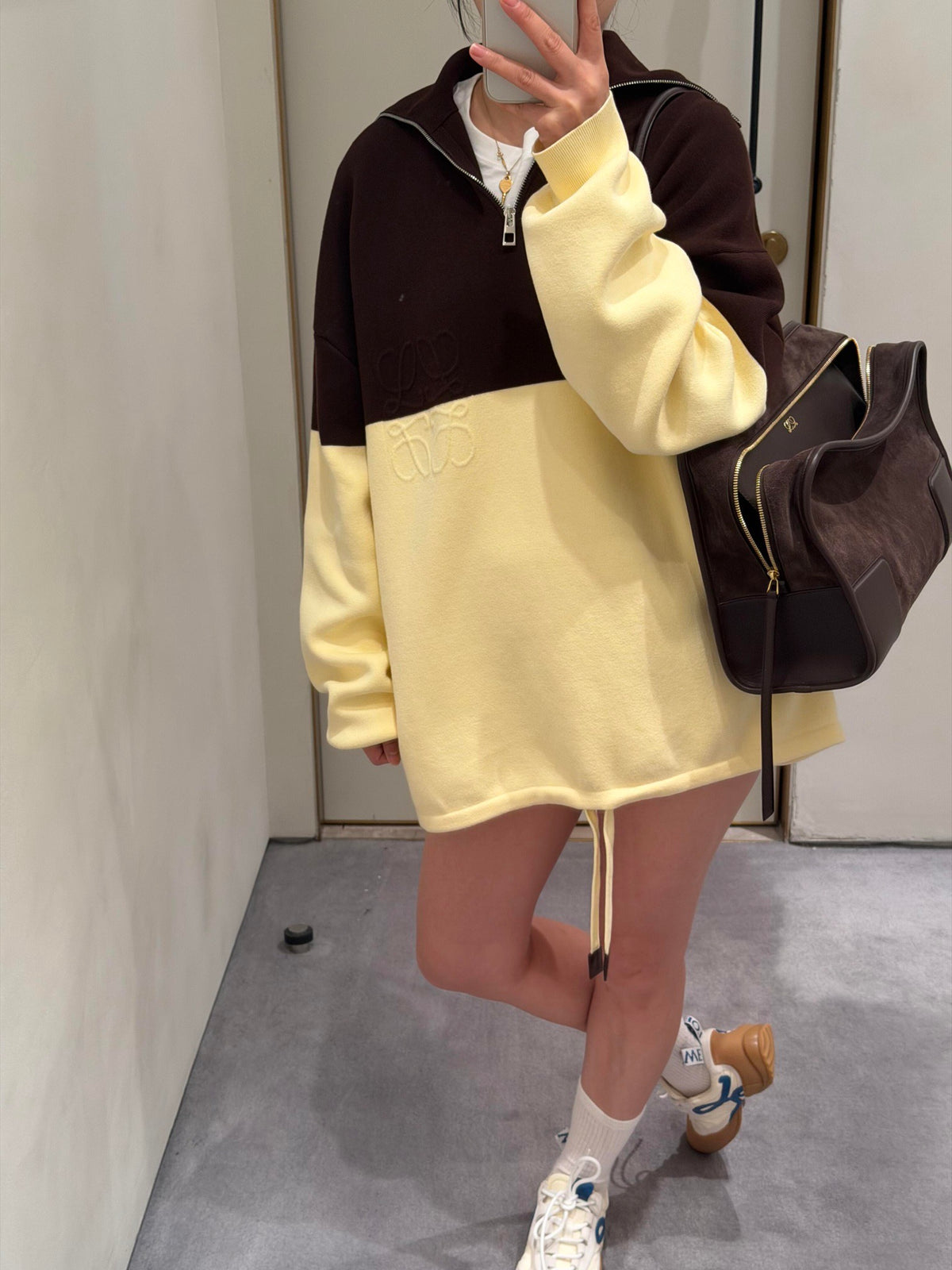 26FW New Color-Block Half-Zip Collared Knit Sweatshirt 🤎💛