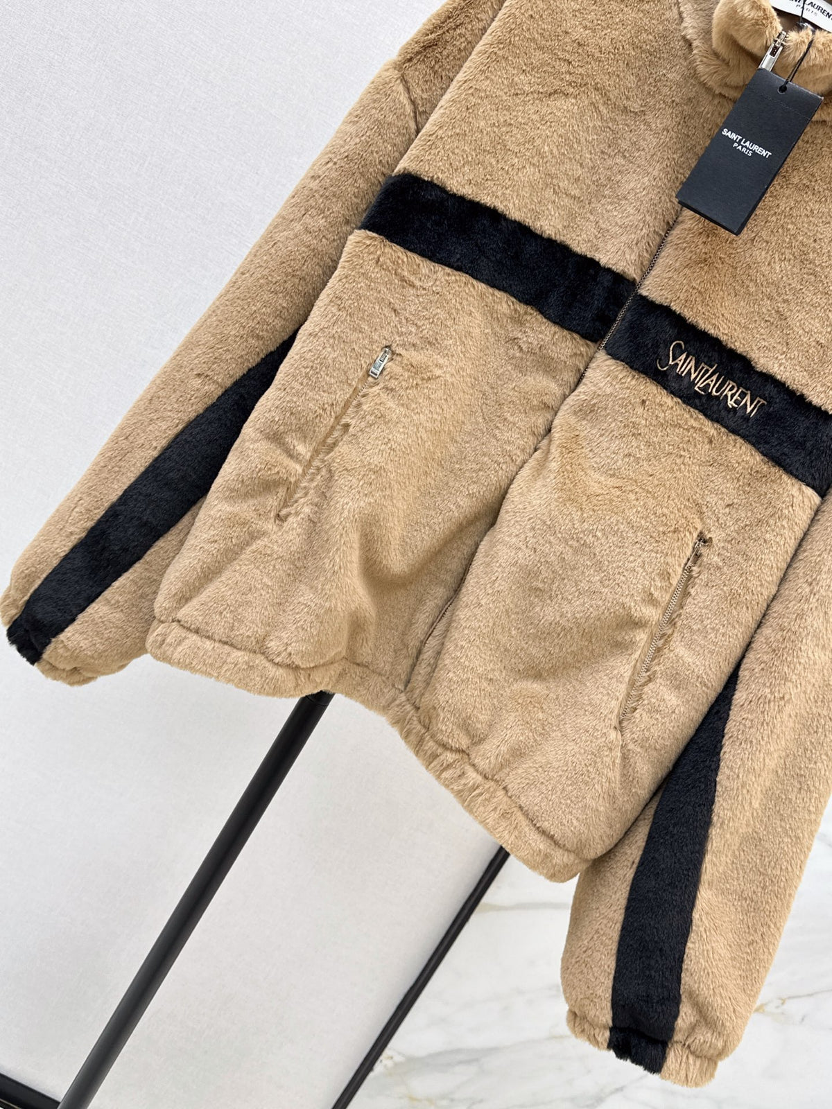26FW New Faux Fur Stand-Collar Sports Jacket 🤎🖤