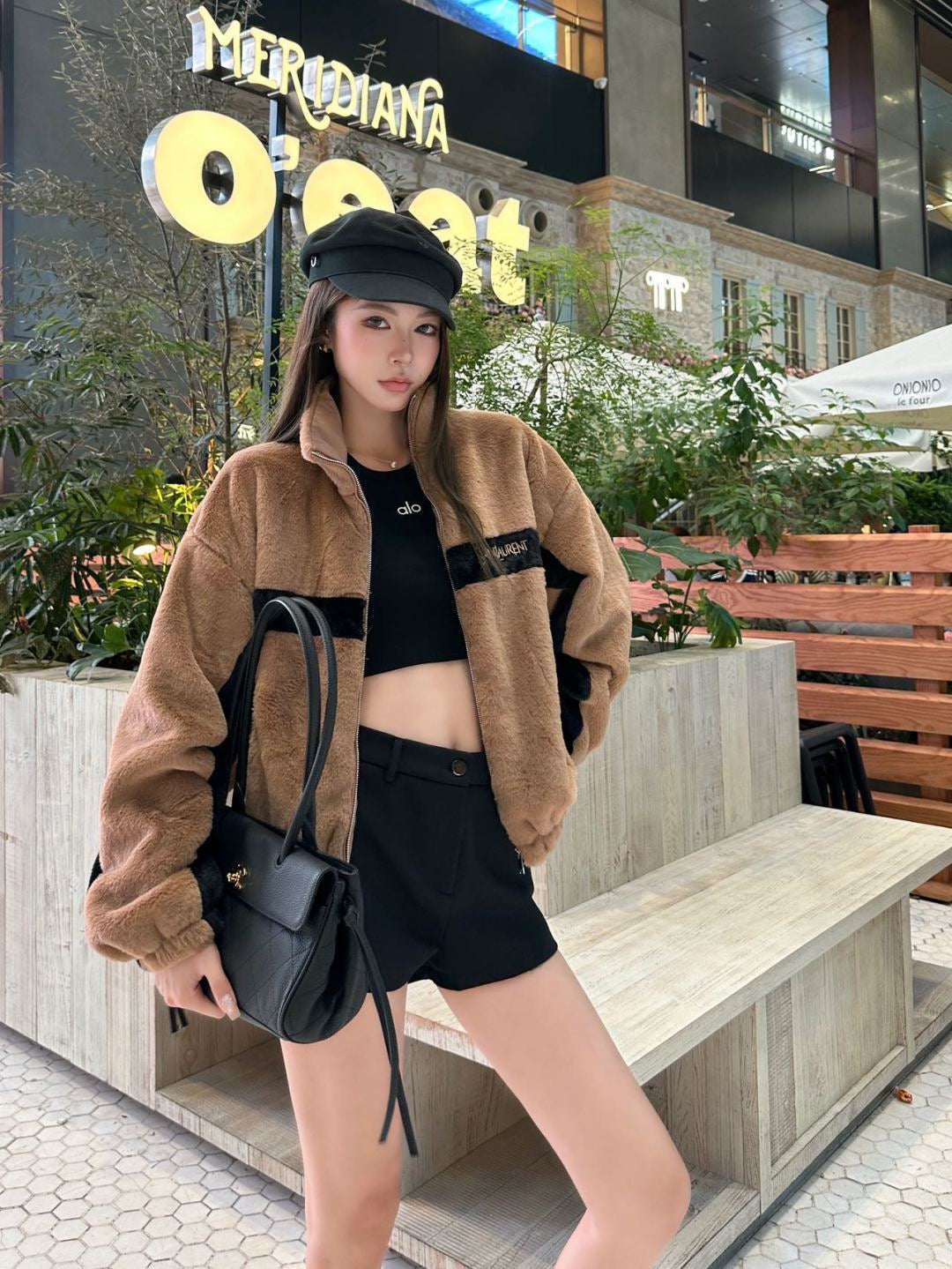 26FW New Faux Fur Stand-Collar Sports Jacket 🤎🖤