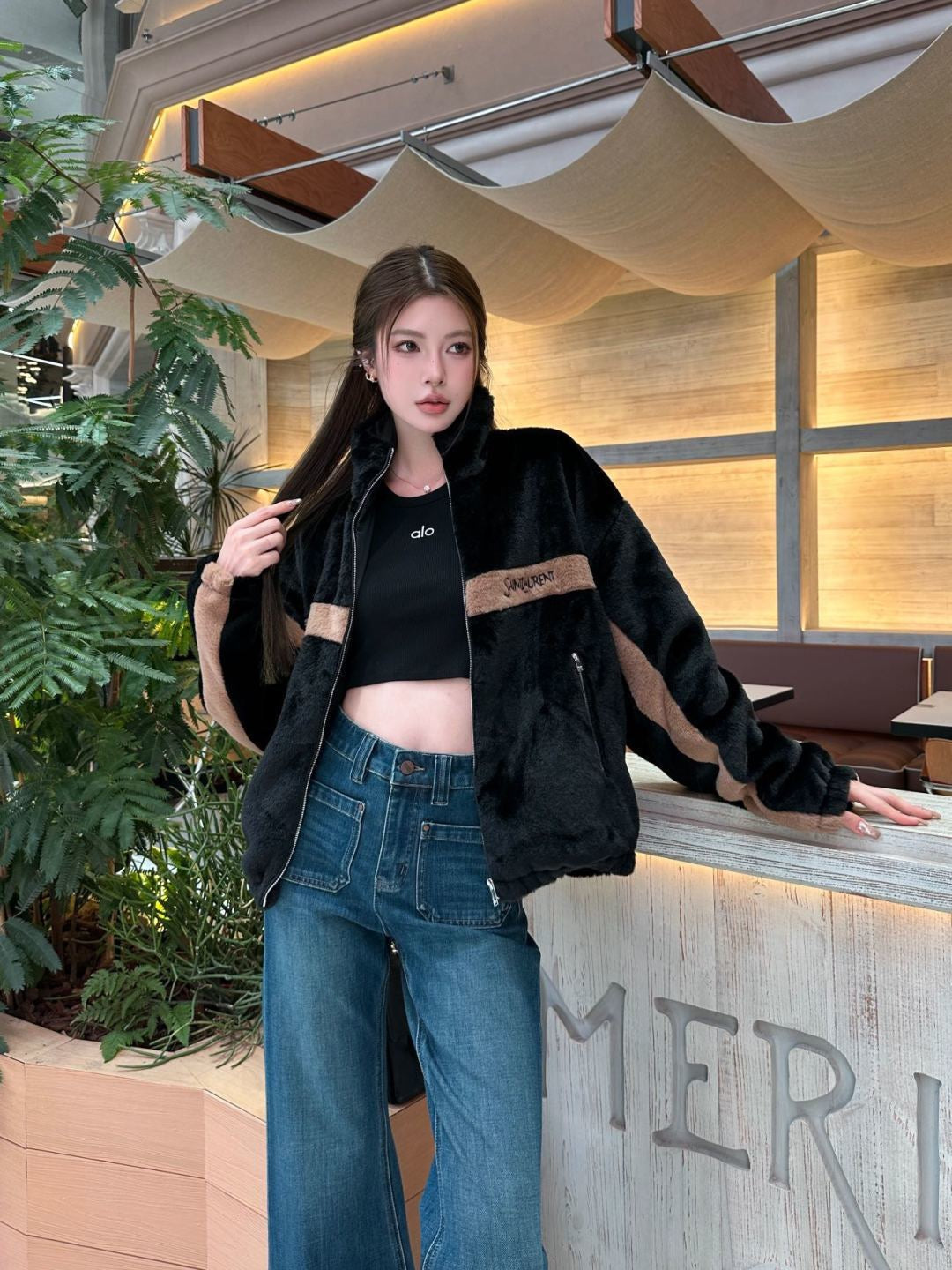 26FW New Faux Fur Stand-Collar Sports Jacket 🤎🖤