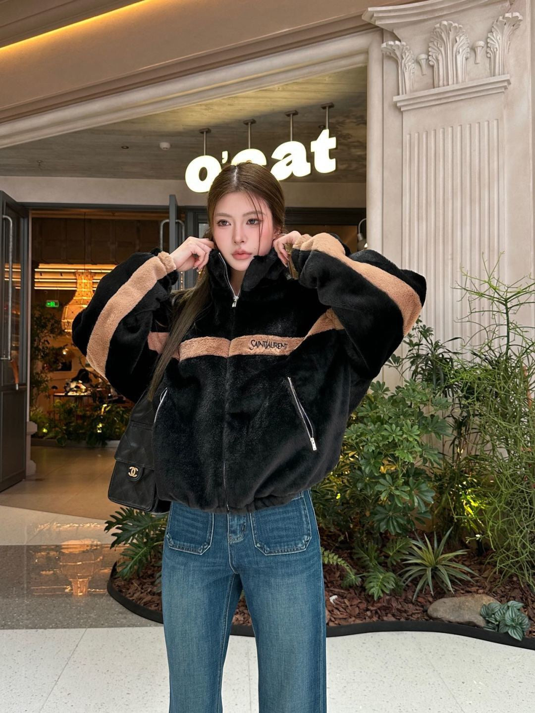 26FW New Faux Fur Stand-Collar Sports Jacket 🤎🖤
