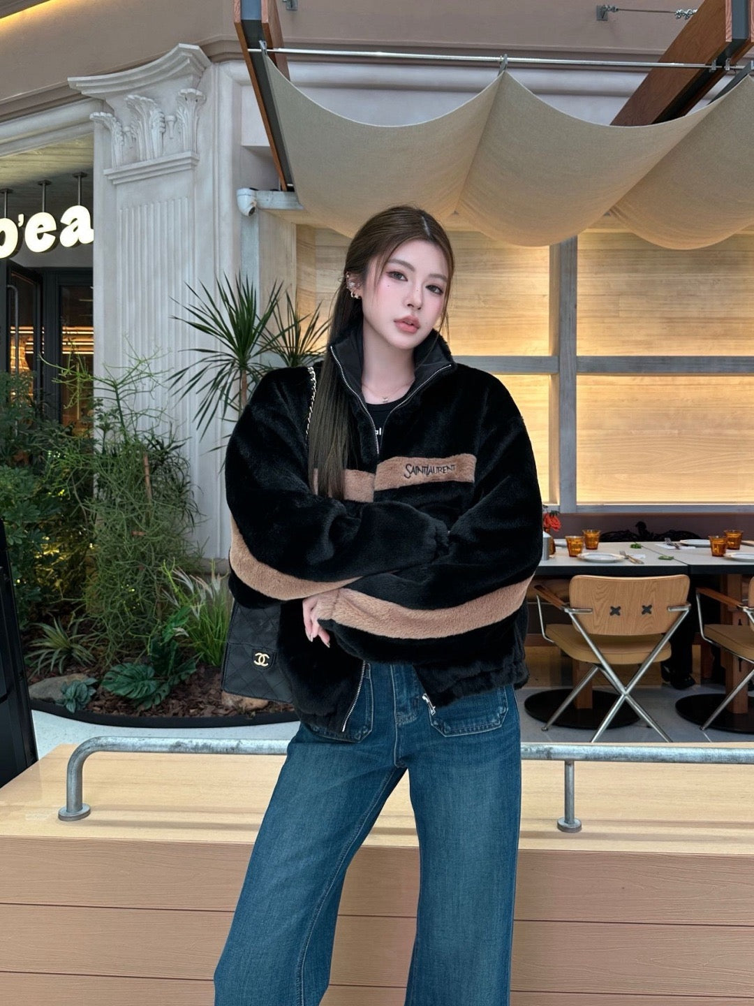 26FW New Faux Fur Stand-Collar Sports Jacket 🤎🖤
