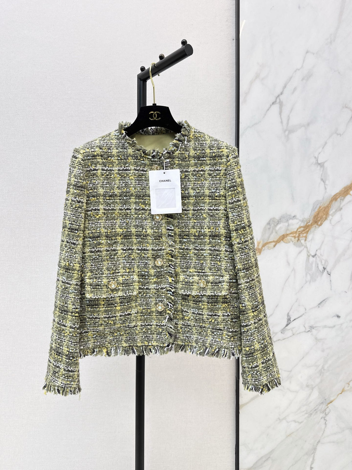 26FW New Woven Jacket with Fringed Edges 💚