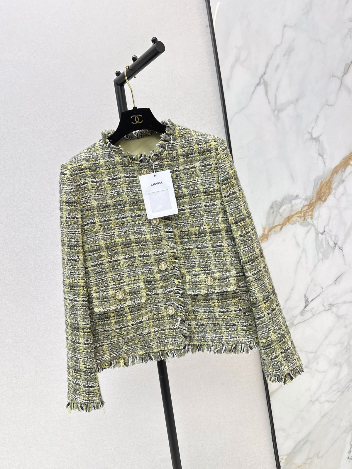 26FW New Woven Jacket with Fringed Edges 💚