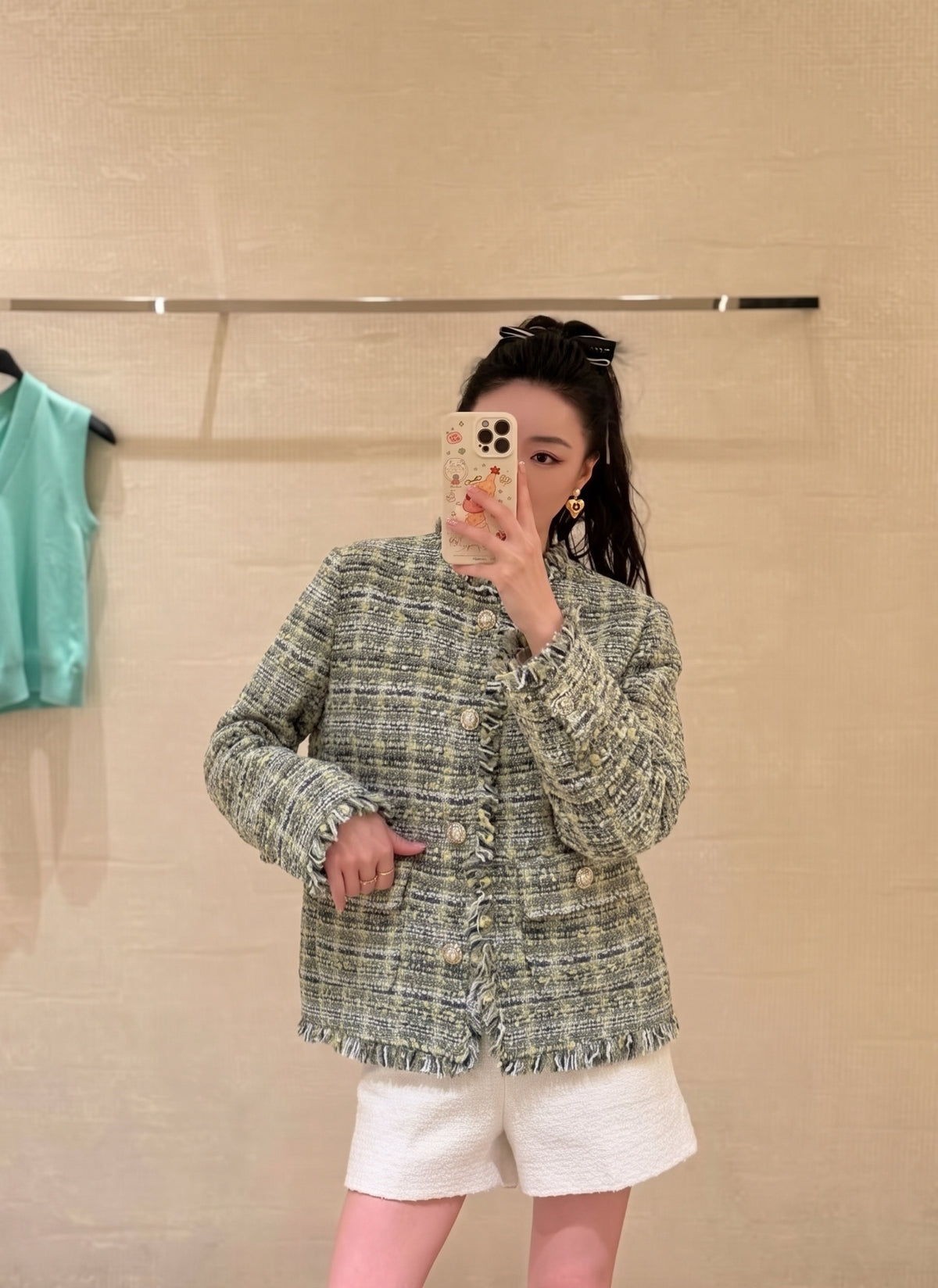 26FW New Woven Jacket with Fringed Edges 💚