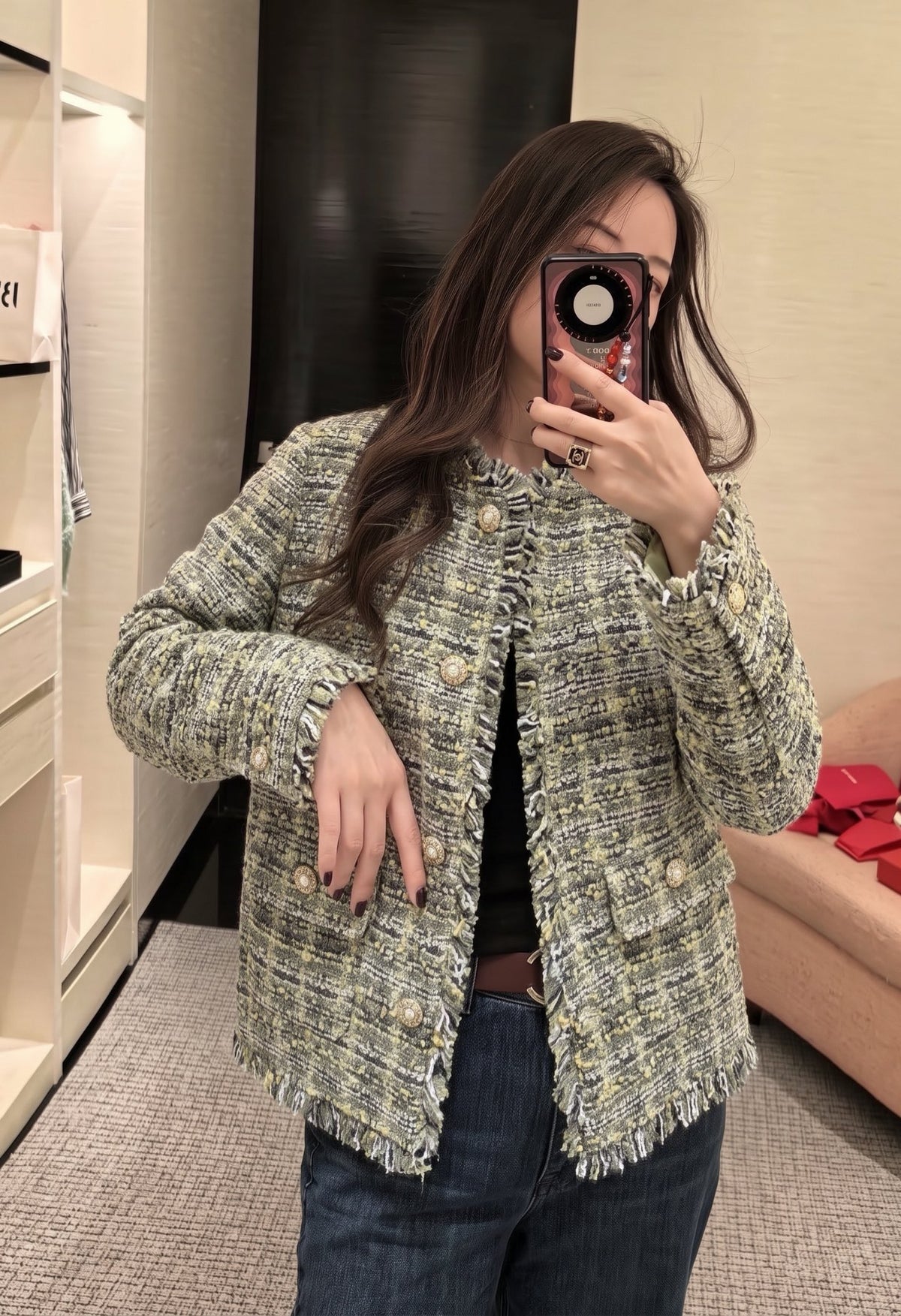 26FW New Woven Jacket with Fringed Edges 💚