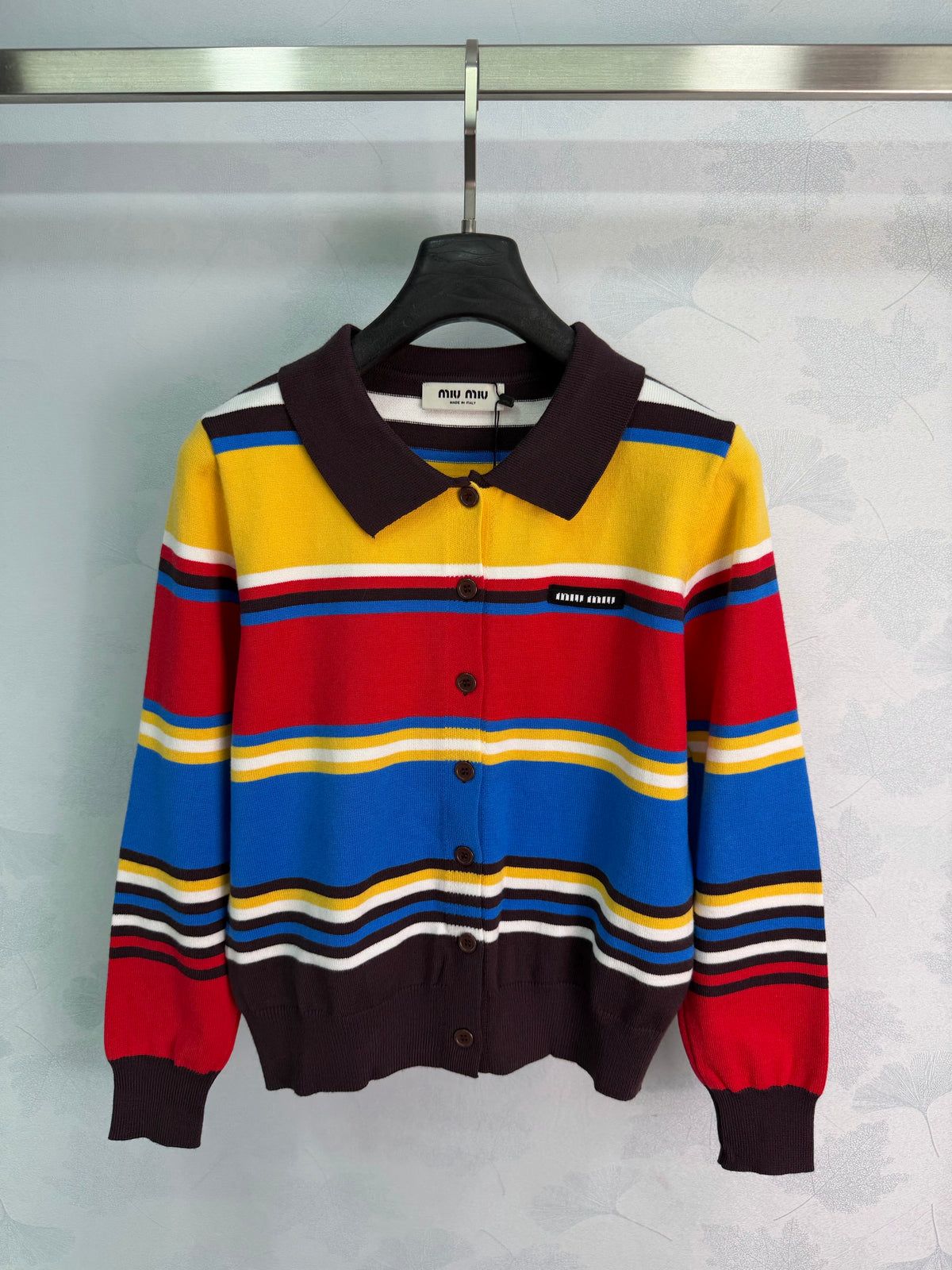 26FW New Striped Collared Knit Cardigan