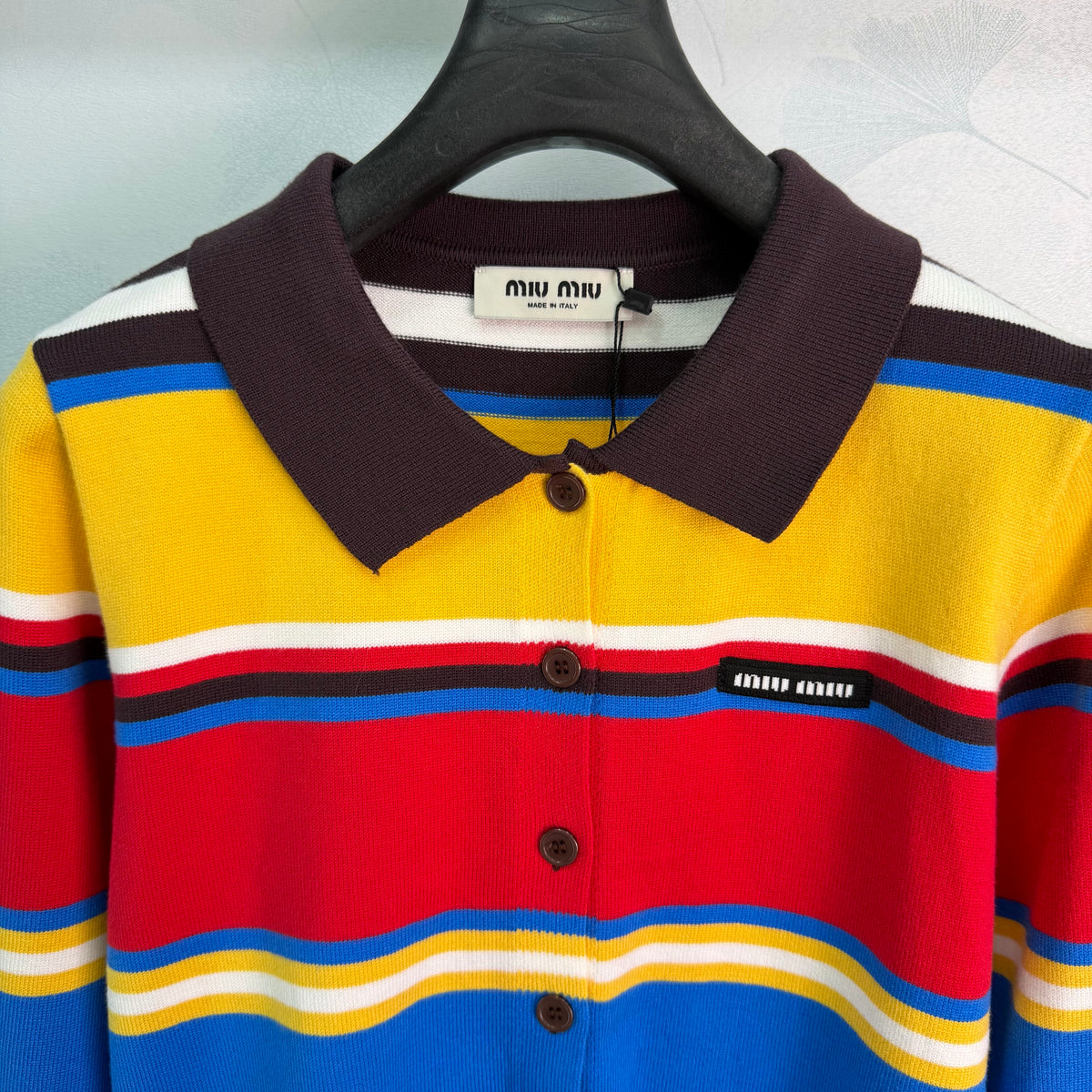 26FW New Striped Collared Knit Cardigan