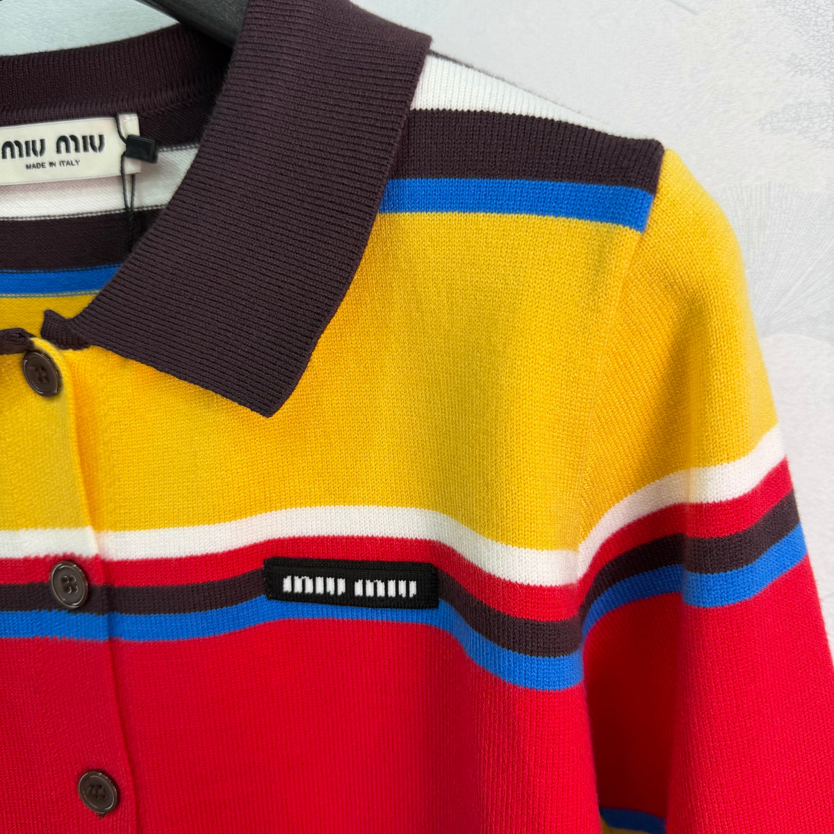 26FW New Striped Collared Knit Cardigan