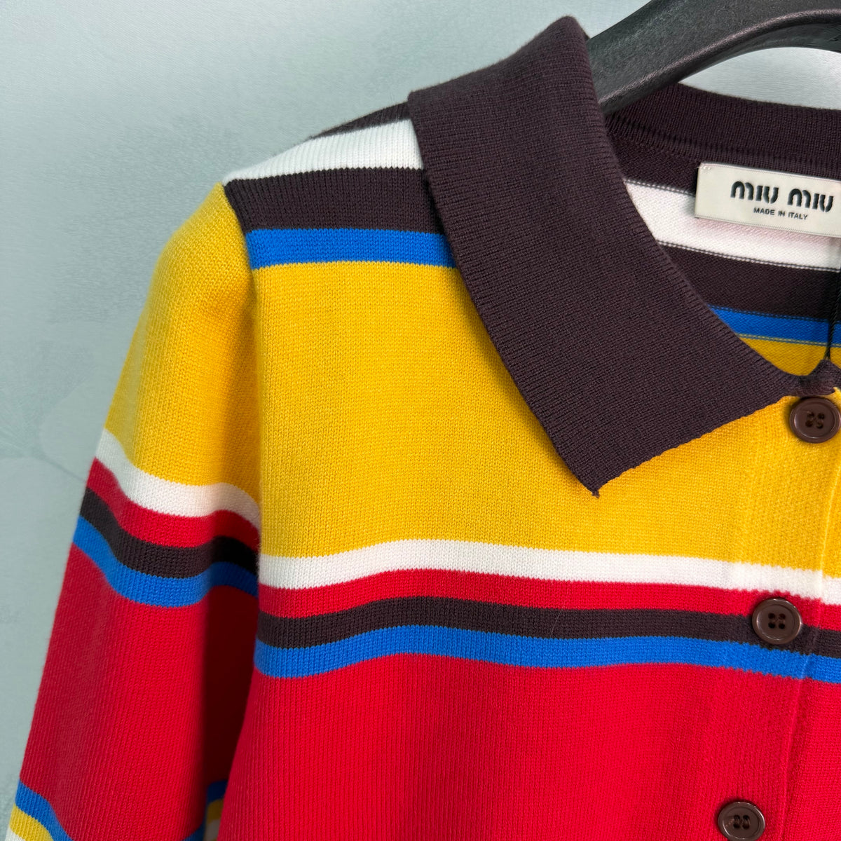 26FW New Striped Collared Knit Cardigan