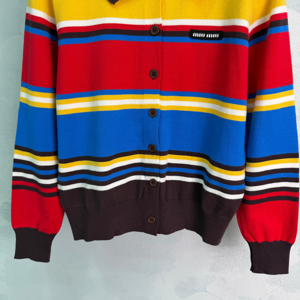 26FW New Striped Collared Knit Cardigan