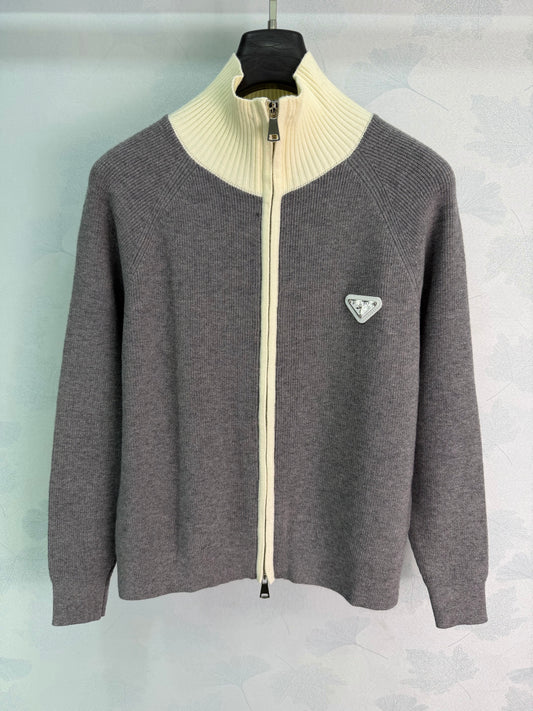 26FW New Mock-Neck Zip-Up Knit Cardigan