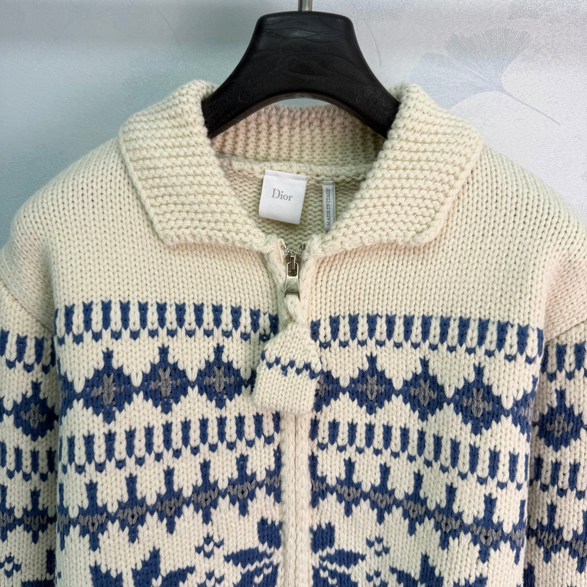 26FW New Fair Isle Zip-Up Cardigan with Fold-Over Collar