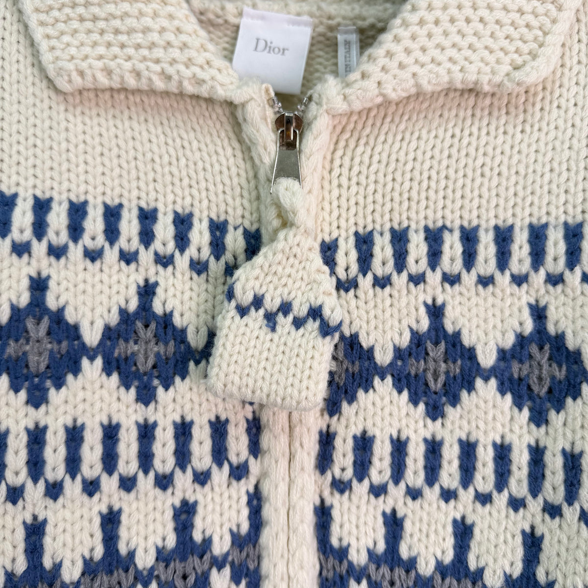 26FW New Fair Isle Zip-Up Cardigan with Fold-Over Collar