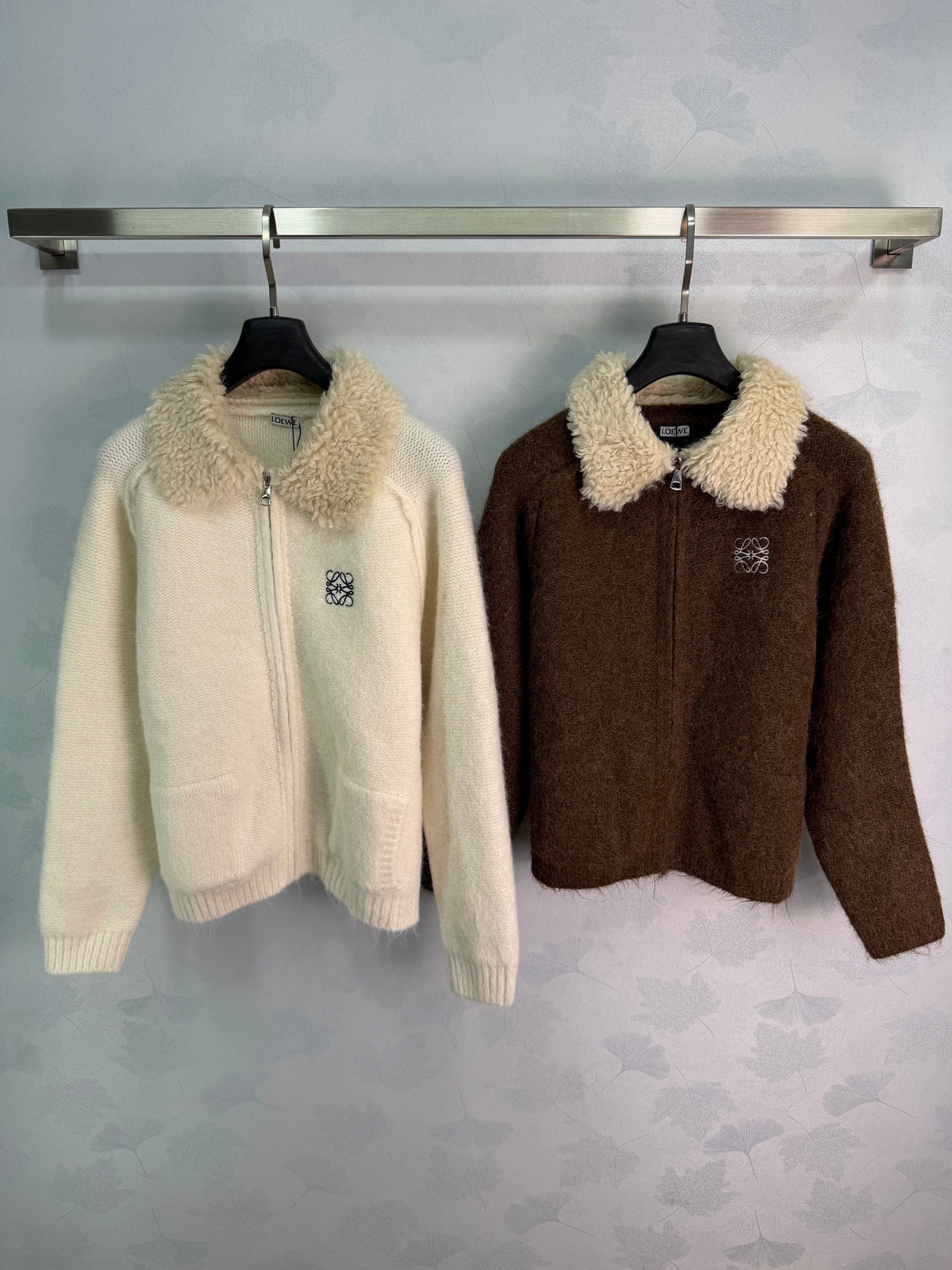 26FW New Zip-Up Knit Jacket with Fur Collar