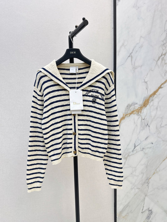 26FW New Navy-Style Wide-Collar Cardigan 🖤