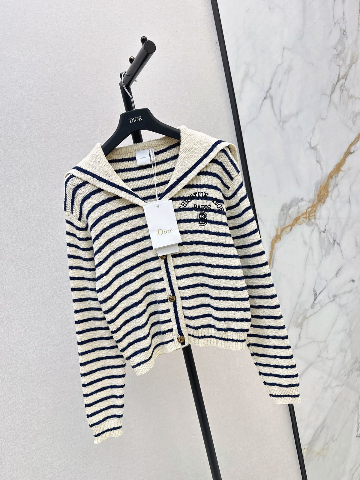 26FW New Navy-Style Wide-Collar Cardigan 🖤
