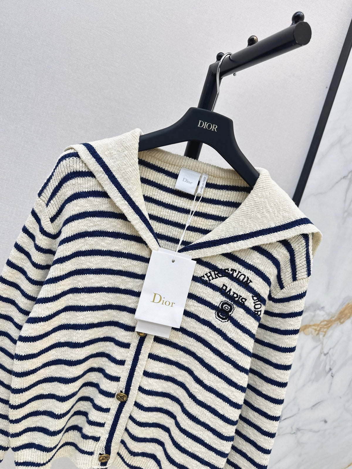 26FW New Navy-Style Wide-Collar Cardigan 🖤