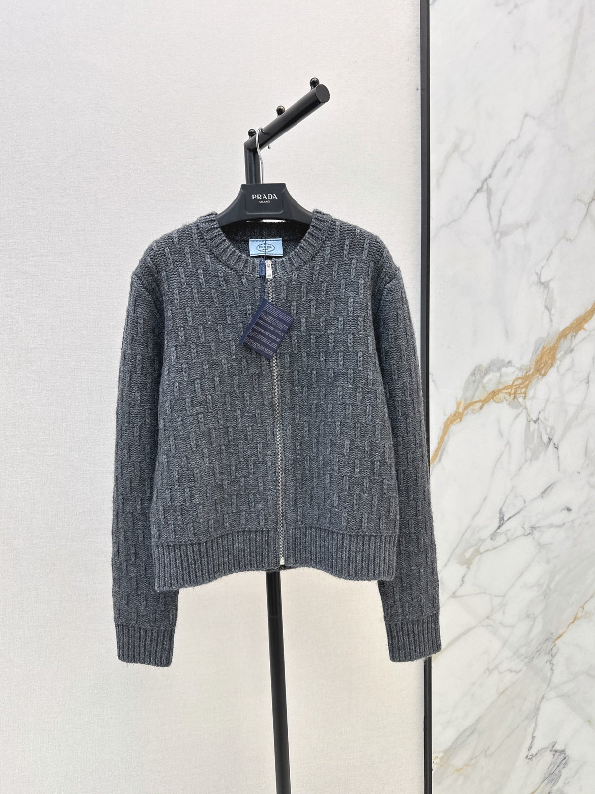 26FW New Crew-Neck Zip-Up Wool Knit Cardigan 🩶