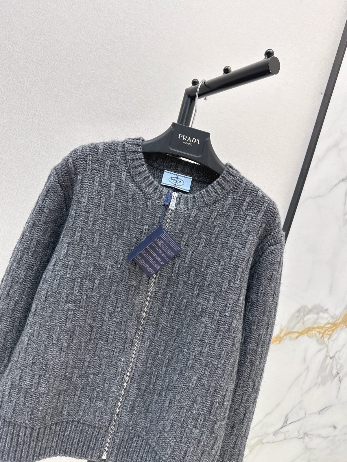 26FW New Crew-Neck Zip-Up Wool Knit Cardigan 🩶