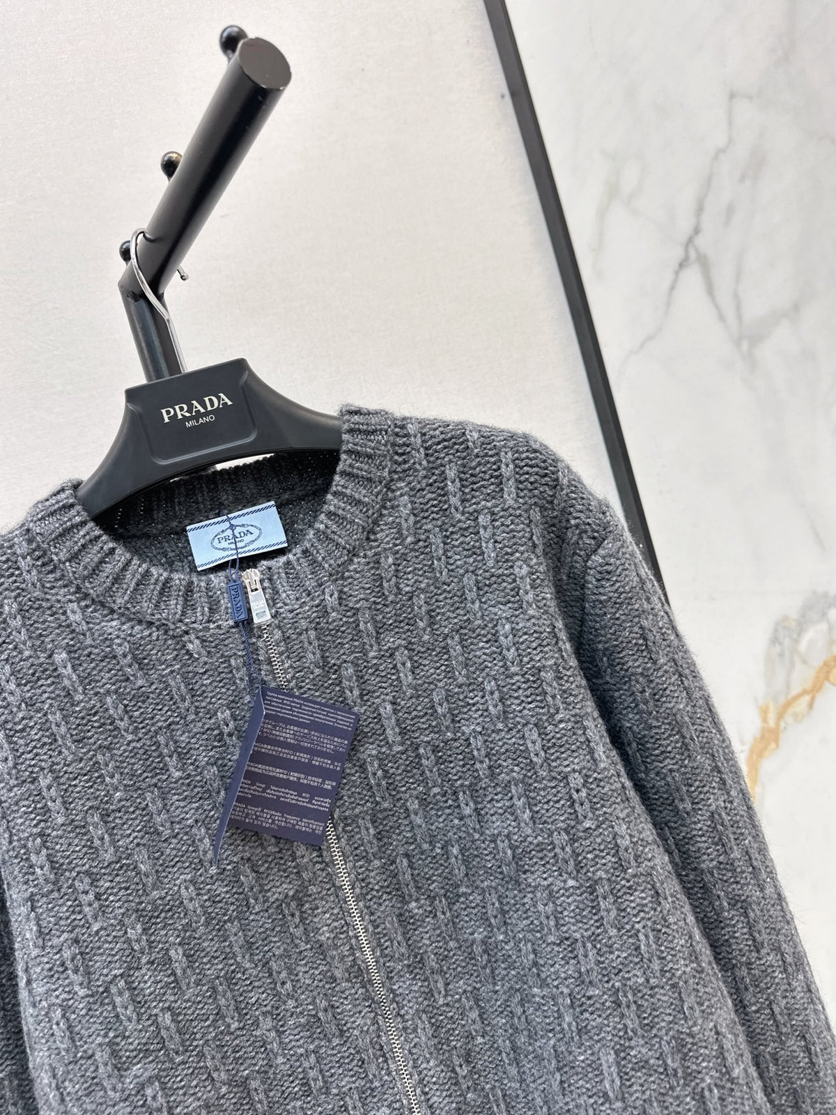 26FW New Crew-Neck Zip-Up Wool Knit Cardigan 🩶