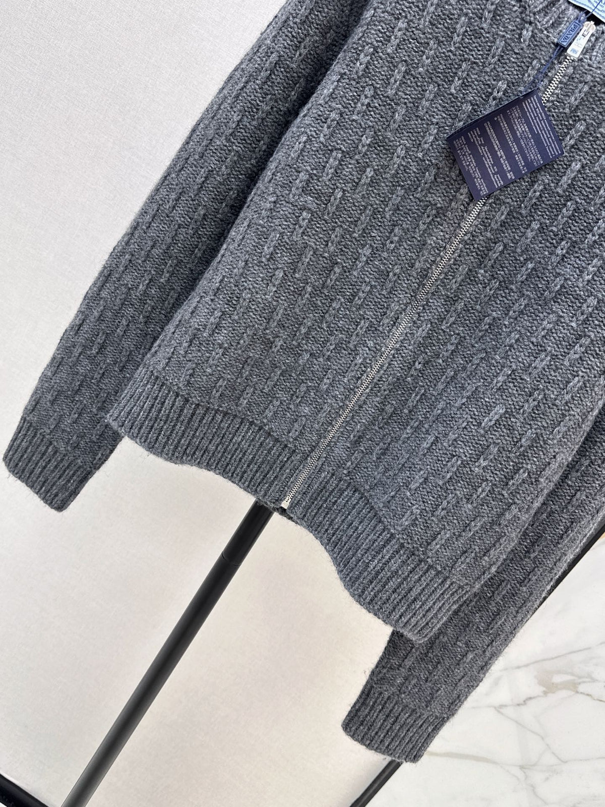 26FW New Crew-Neck Zip-Up Wool Knit Cardigan 🩶