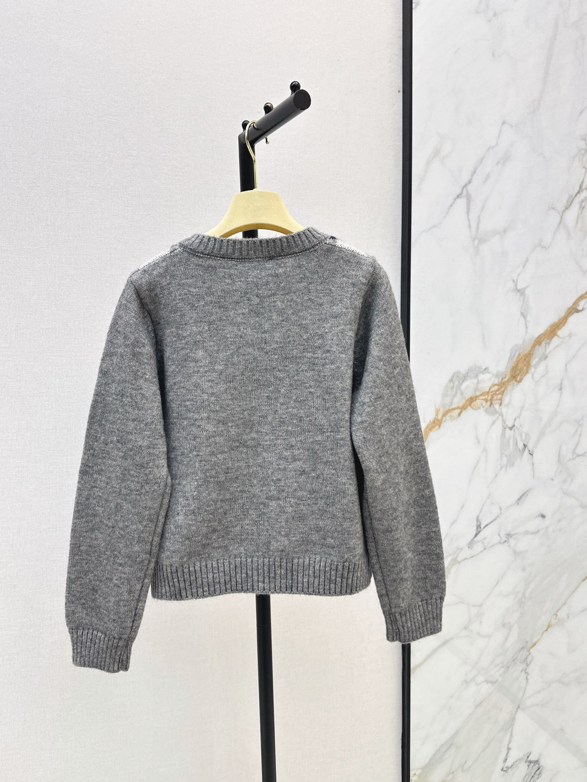 26FW New Quilted Jacquard Crew-Neck Cardigan 🩶