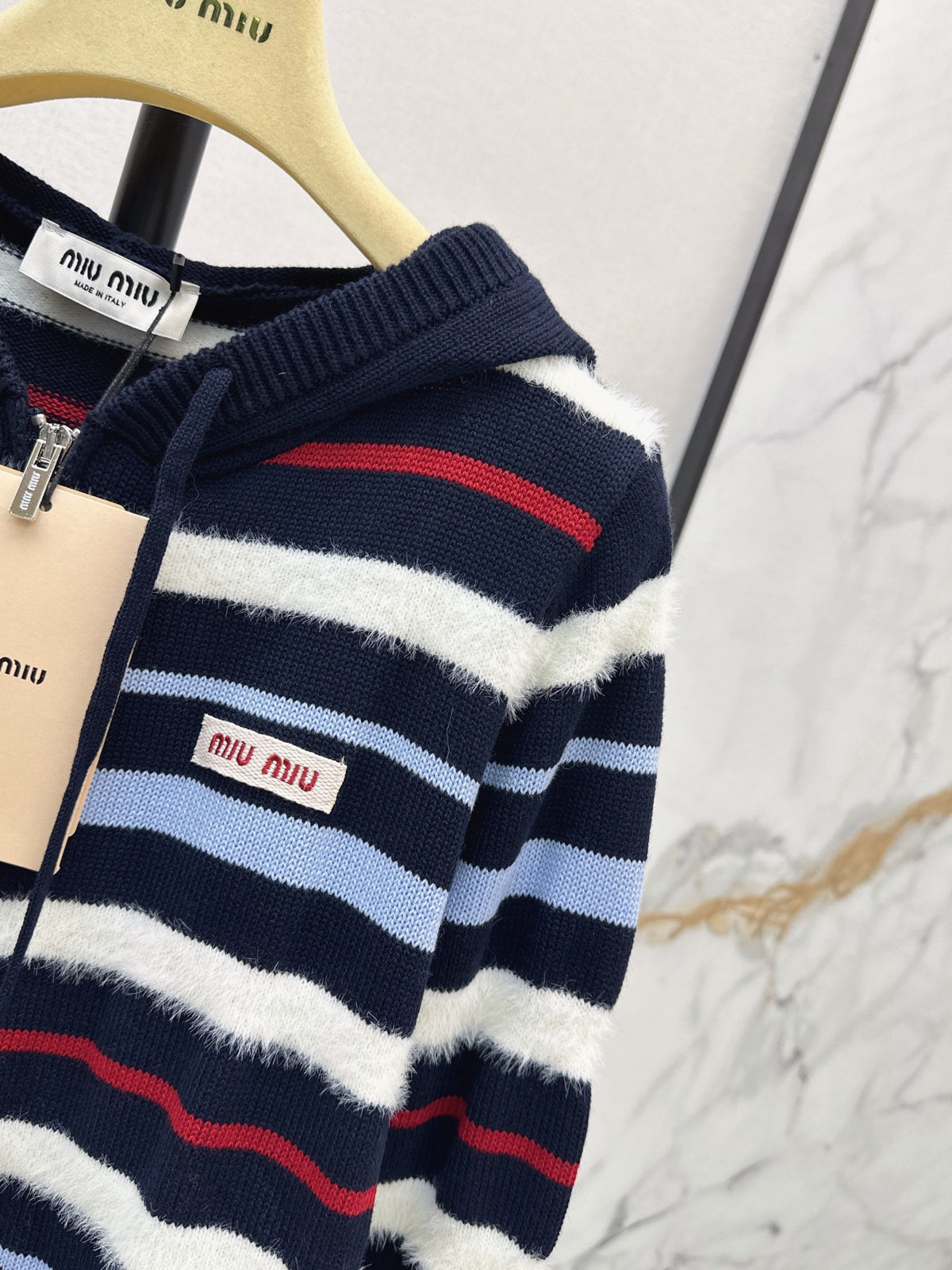 26FW New Color-Block Striped Hooded Knit Cardigan 🖤