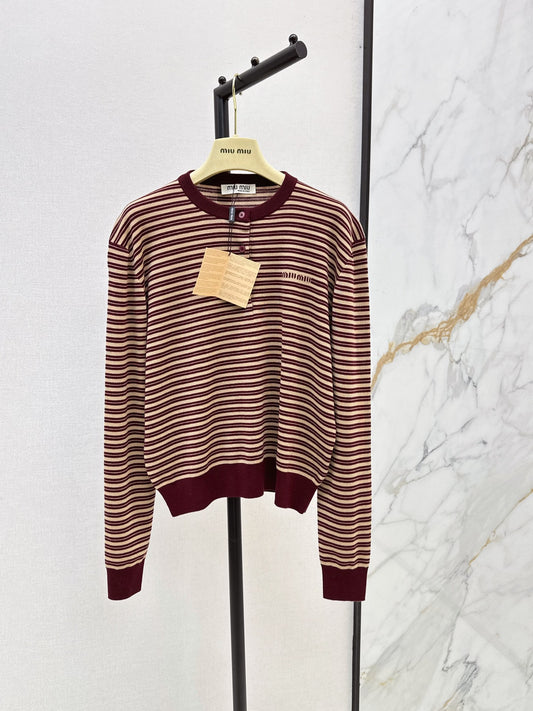 26FW New Color-Block Striped Crew-Neck Knit Top 🖤