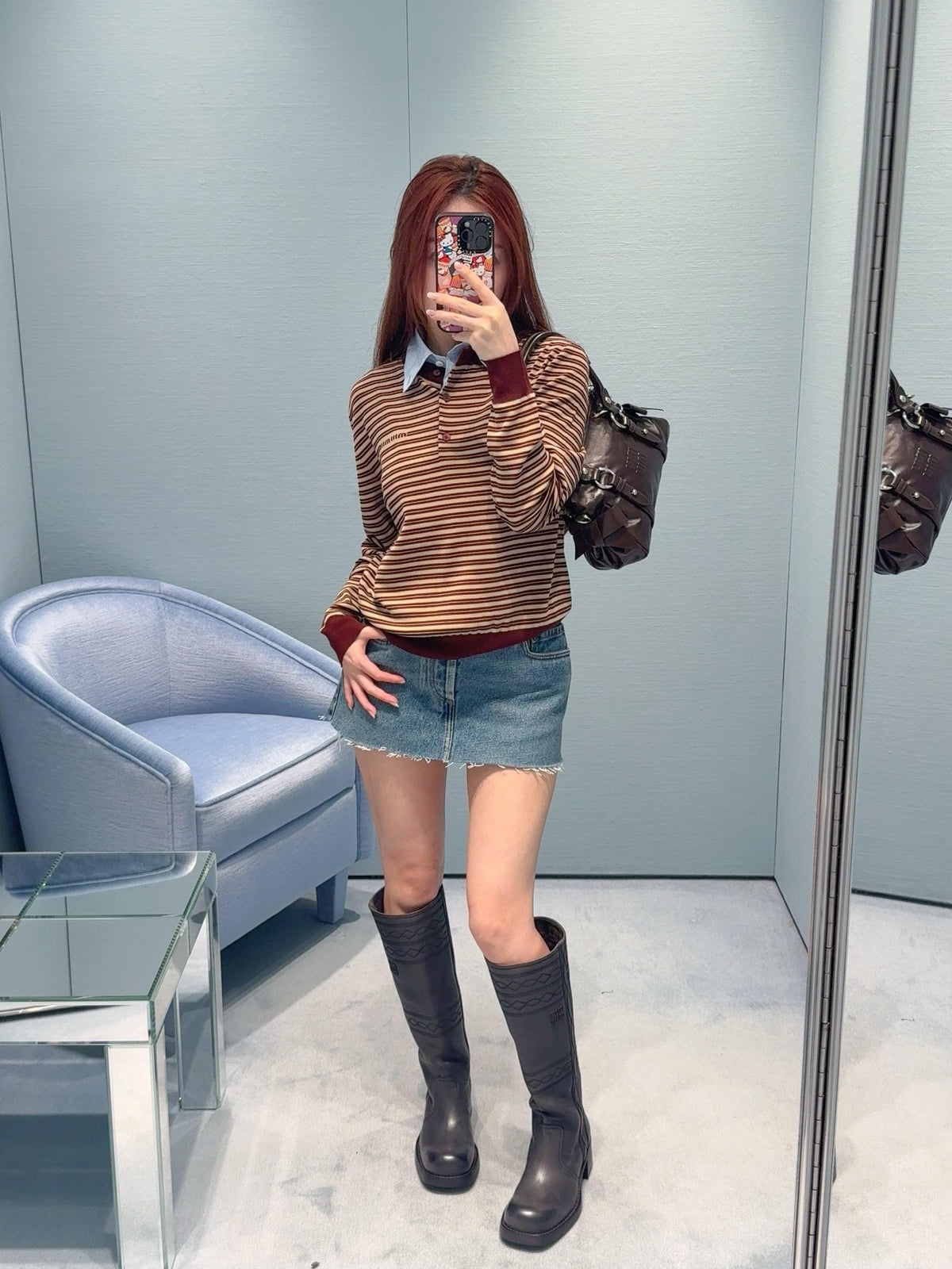 26FW New Color-Block Striped Crew-Neck Knit Top 🖤