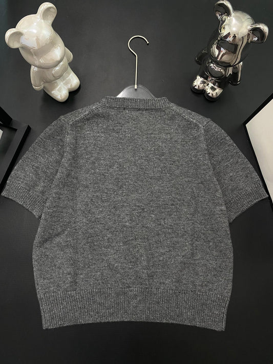 🔥Highest Quality🔥26FW New Letter-Embroidered Short-Sleeve Knit Sweater 🩶