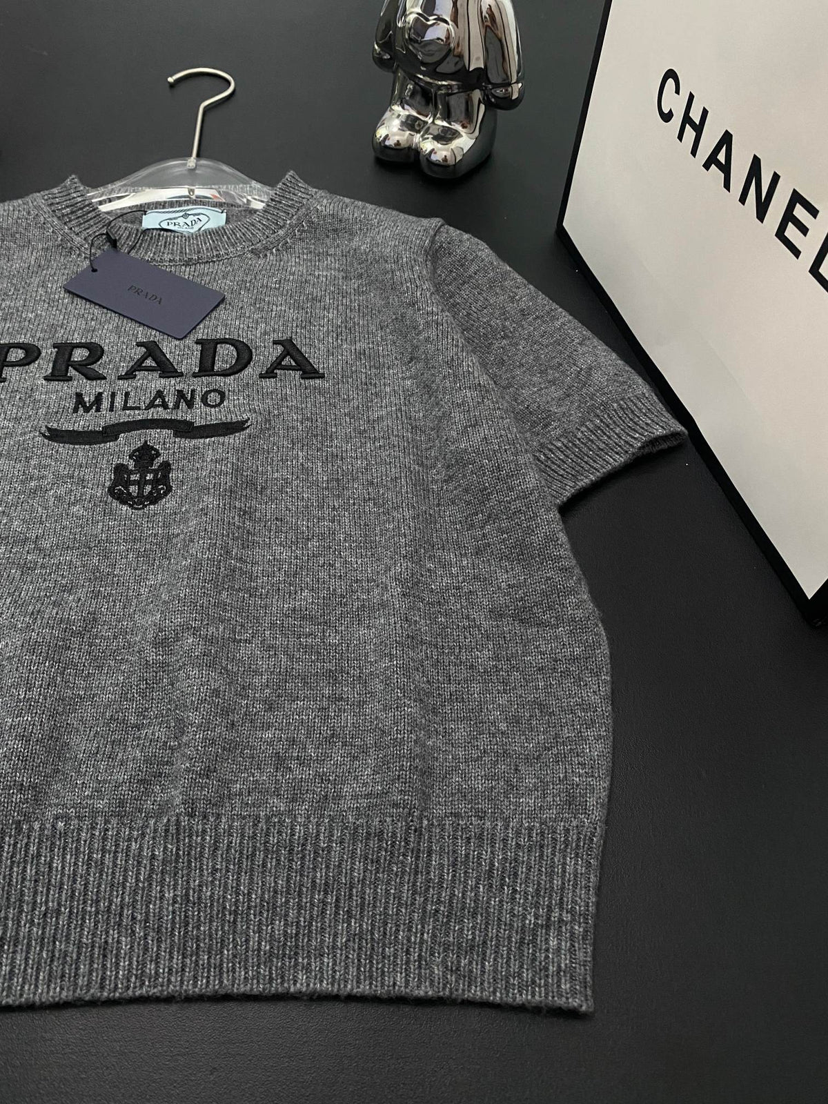 🔥Highest Quality🔥26FW New Letter-Embroidered Short-Sleeve Knit Sweater 🩶