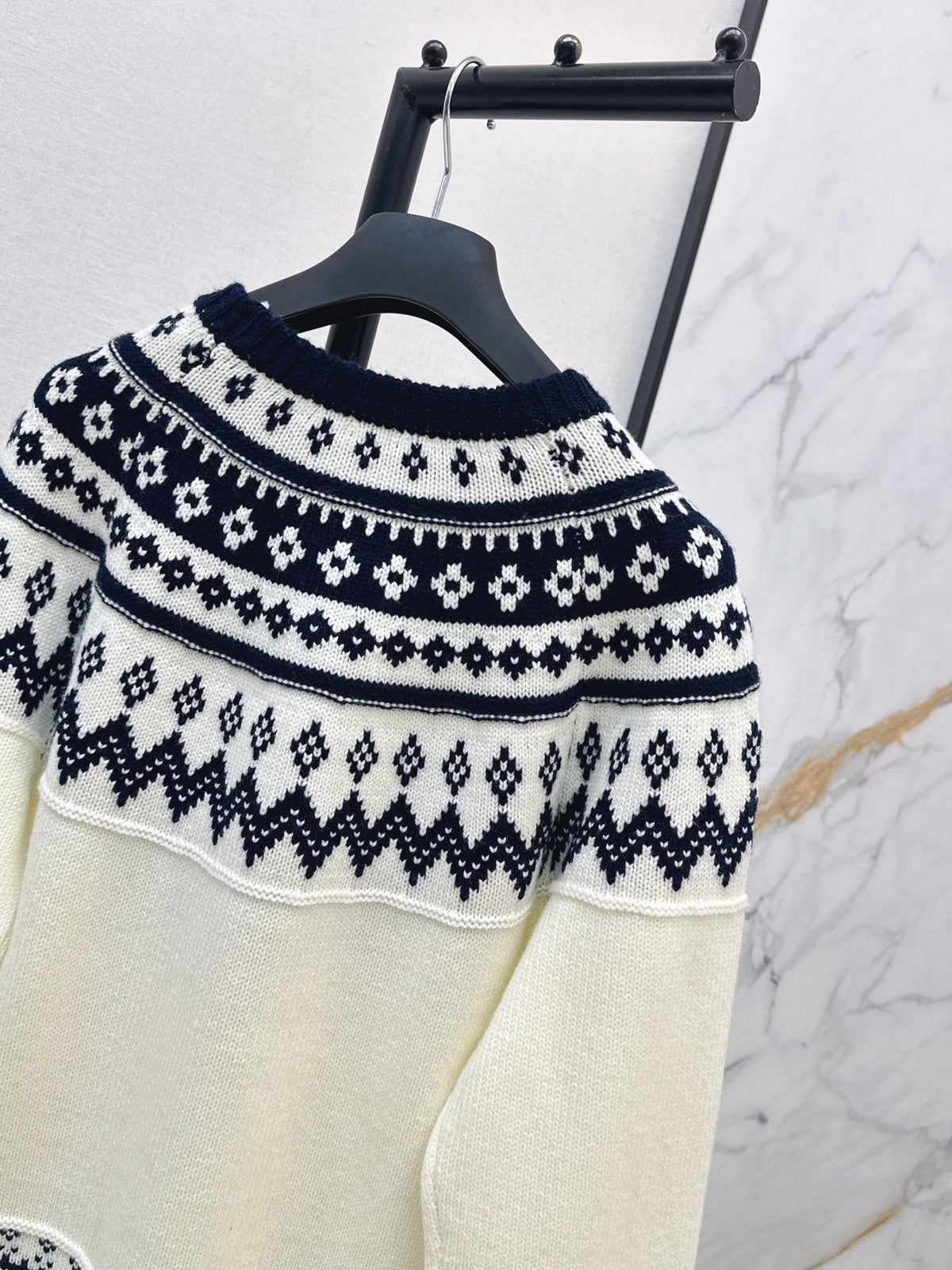 🎄Xmas🎄26FW New Ski Collection Fair Isle Crewneck Sweater 🤍🖤