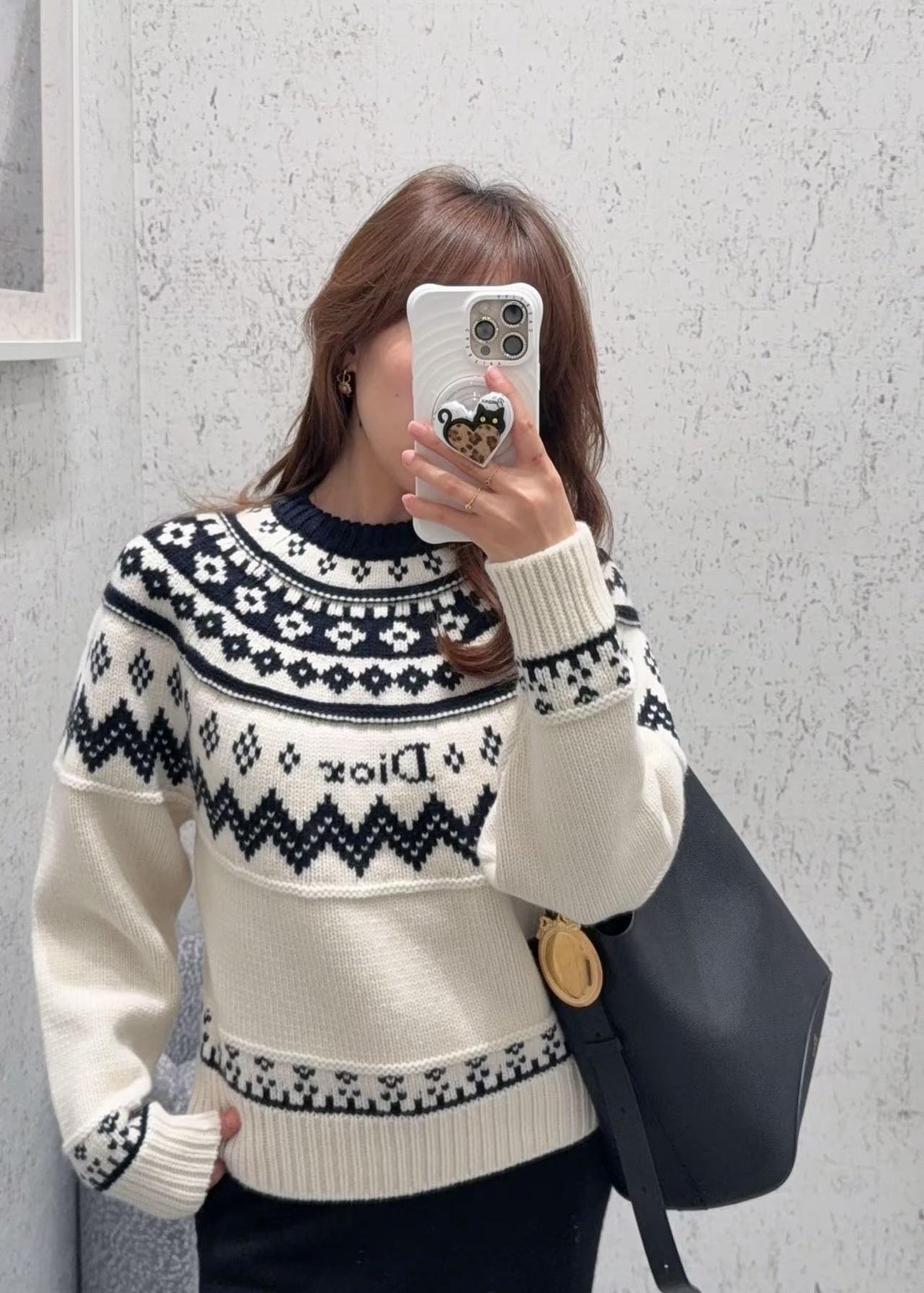 🎄Xmas🎄26FW New Ski Collection Fair Isle Crewneck Sweater 🤍🖤