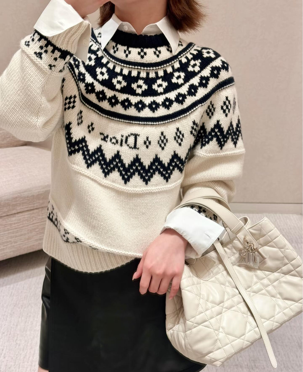 🎄Xmas🎄26FW New Ski Collection Fair Isle Crewneck Sweater 🤍🖤