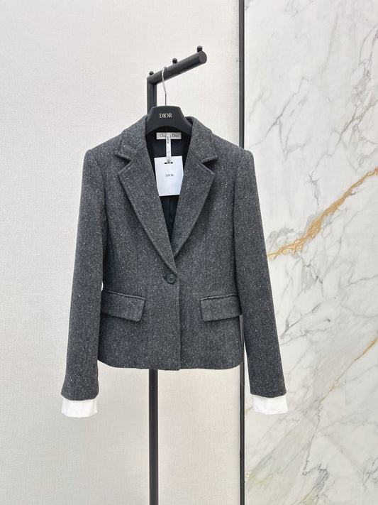 26FW New Grey Wool Tailored Cropped Jacket 🩶