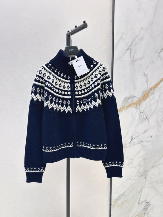 🎄Xmas🎄26FW New Ski Collection: Stand-Collar Wool Cardigan 🤍🖤