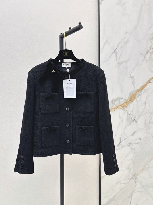 26FW New Woven-Trim Crewneck Jacket 🖤