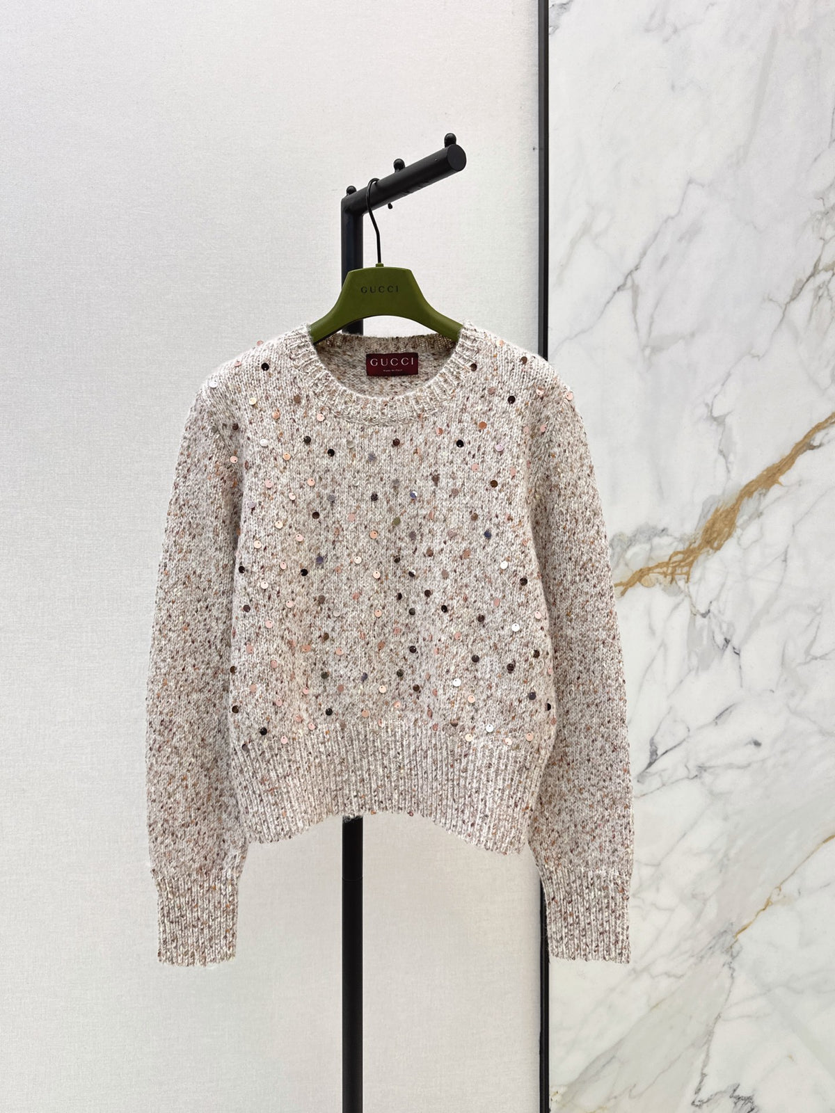 26FW New Sequin-Yarn Crewneck Knit Sweater 🤍💚🤎