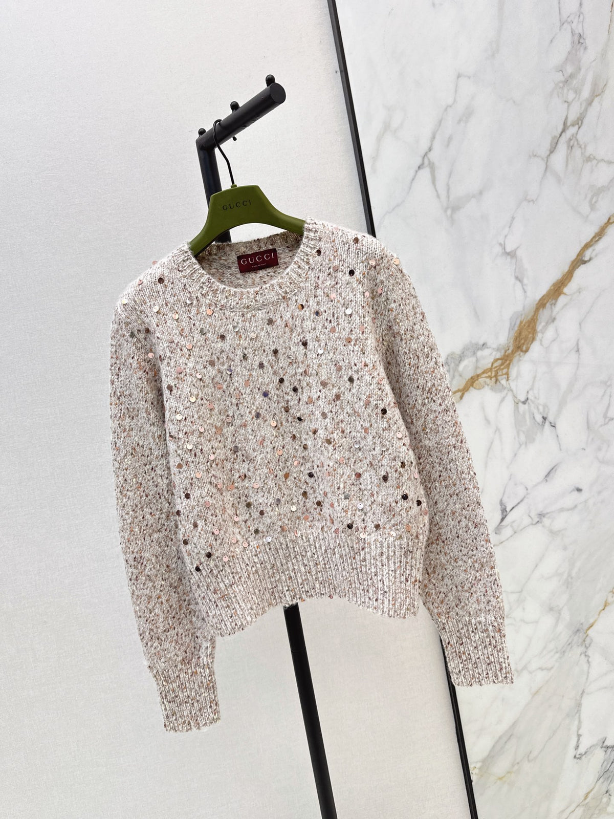 26FW New Sequin-Yarn Crewneck Knit Sweater 🤍💚🤎
