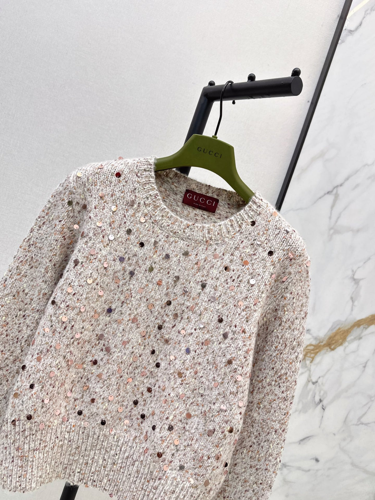 26FW New Sequin-Yarn Crewneck Knit Sweater 🤍💚🤎