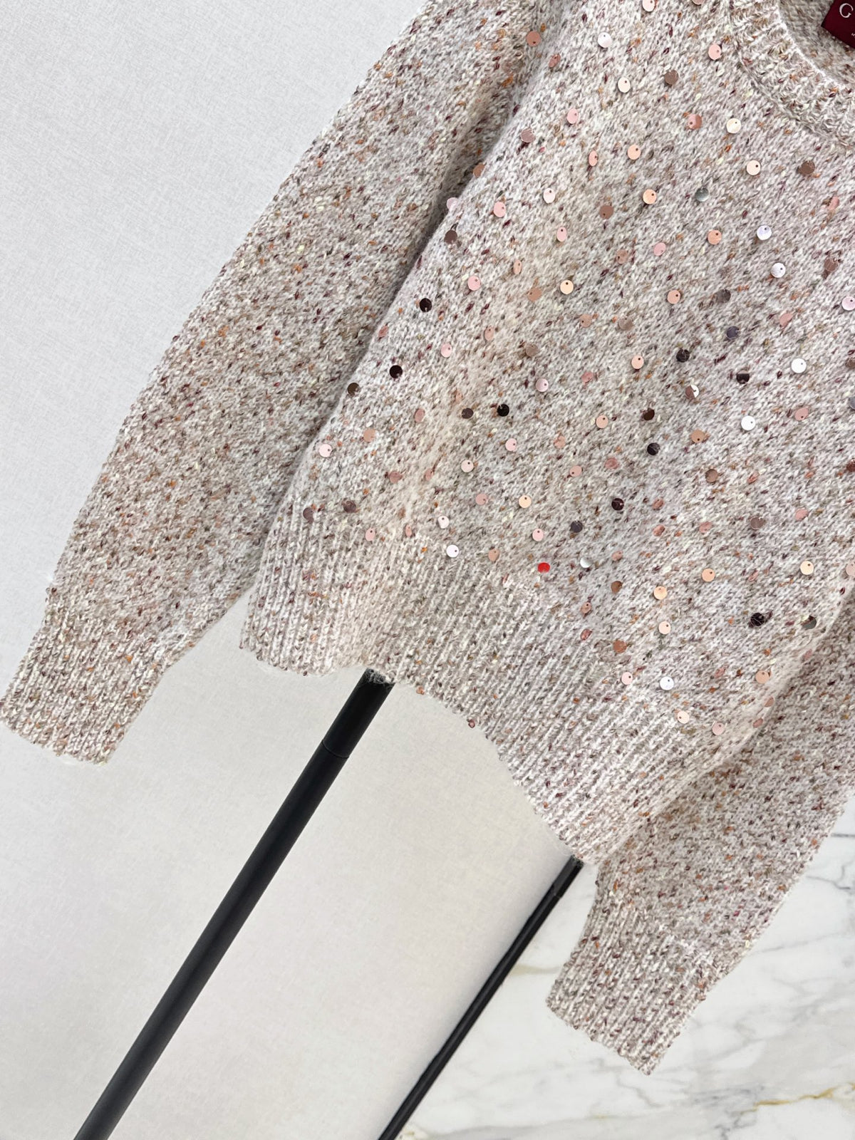 26FW New Sequin-Yarn Crewneck Knit Sweater 🤍💚🤎