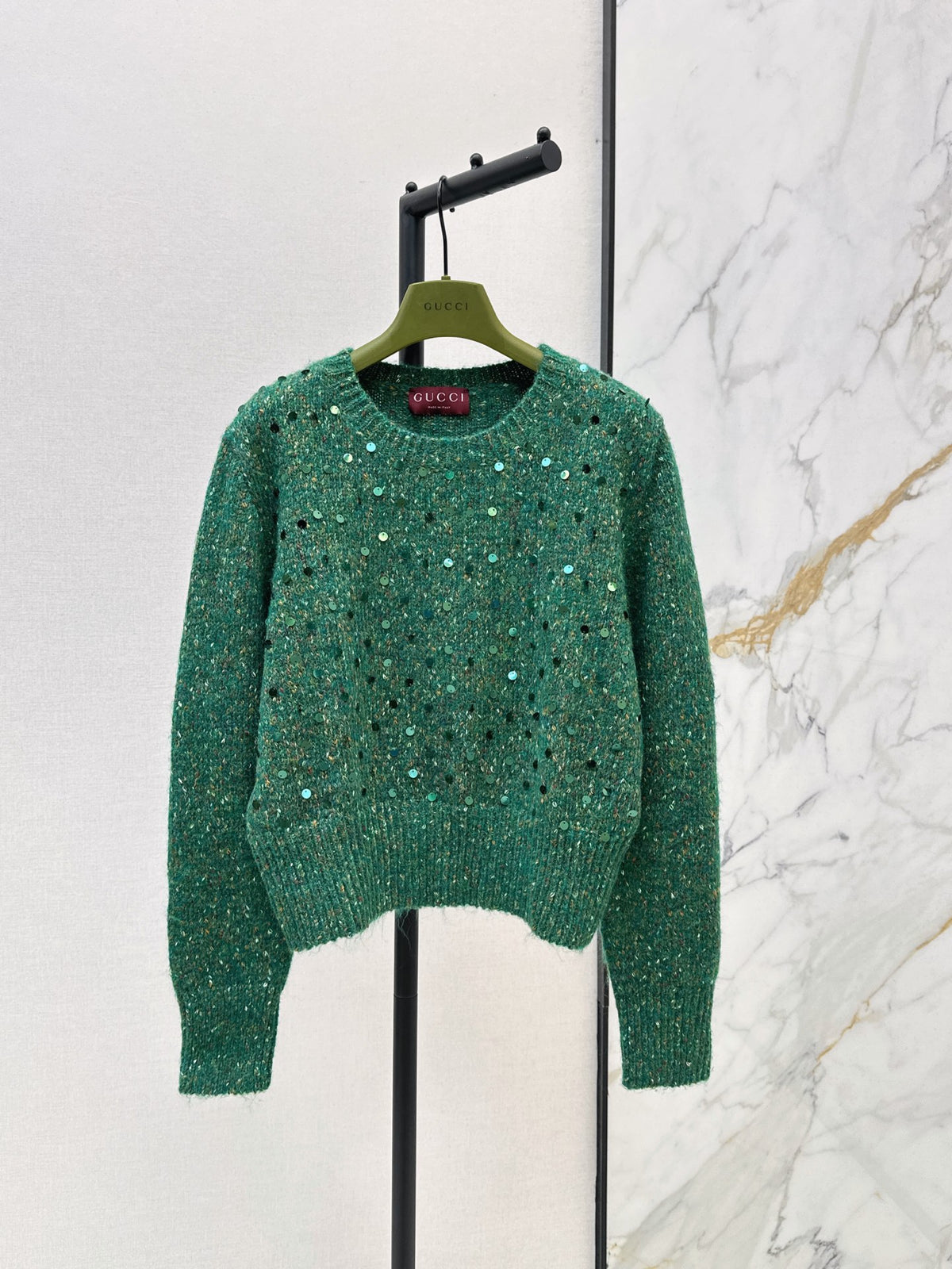 26FW New Sequin-Yarn Crewneck Knit Sweater 🤍💚🤎