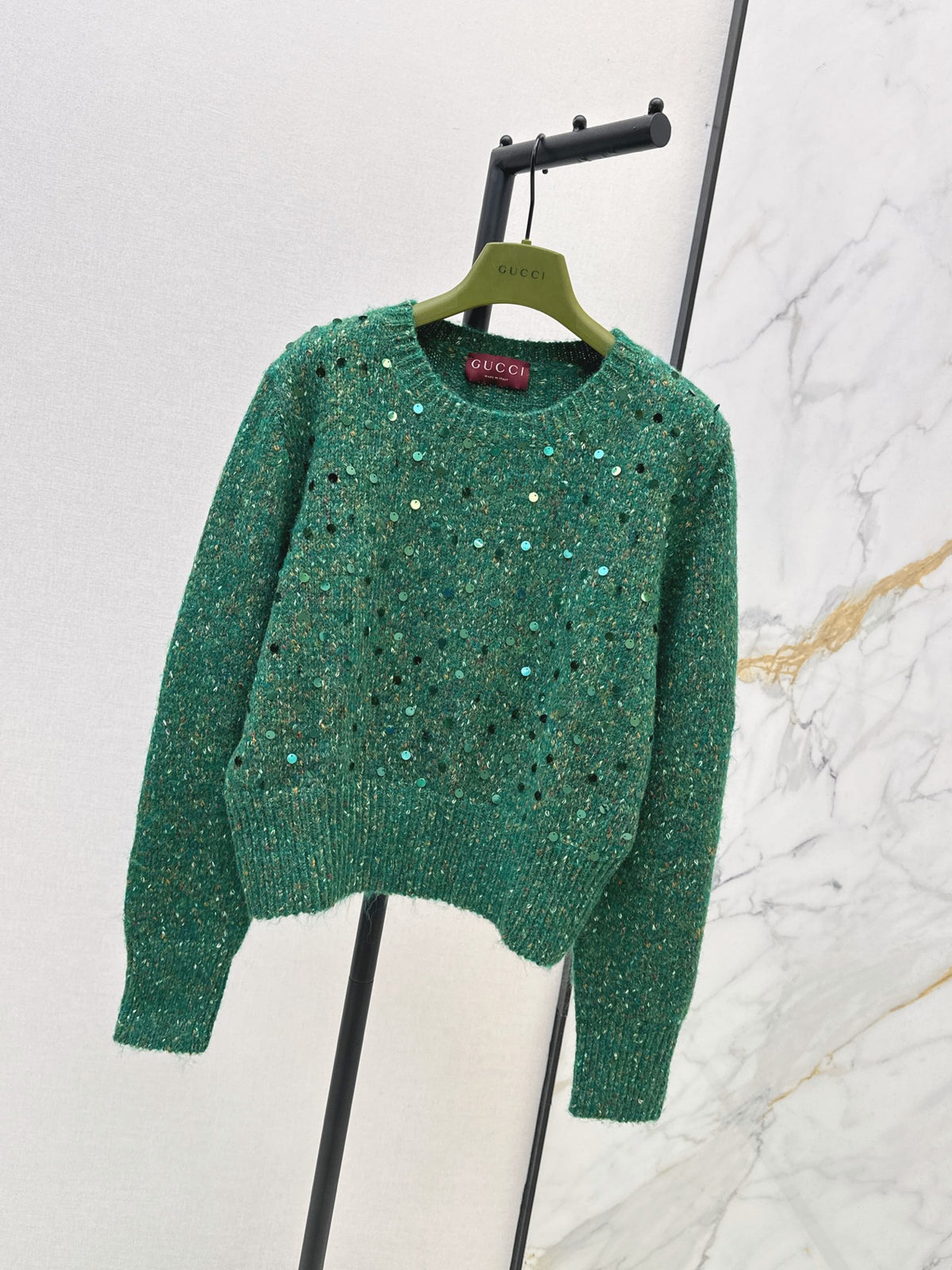 26FW New Sequin-Yarn Crewneck Knit Sweater 🤍💚🤎