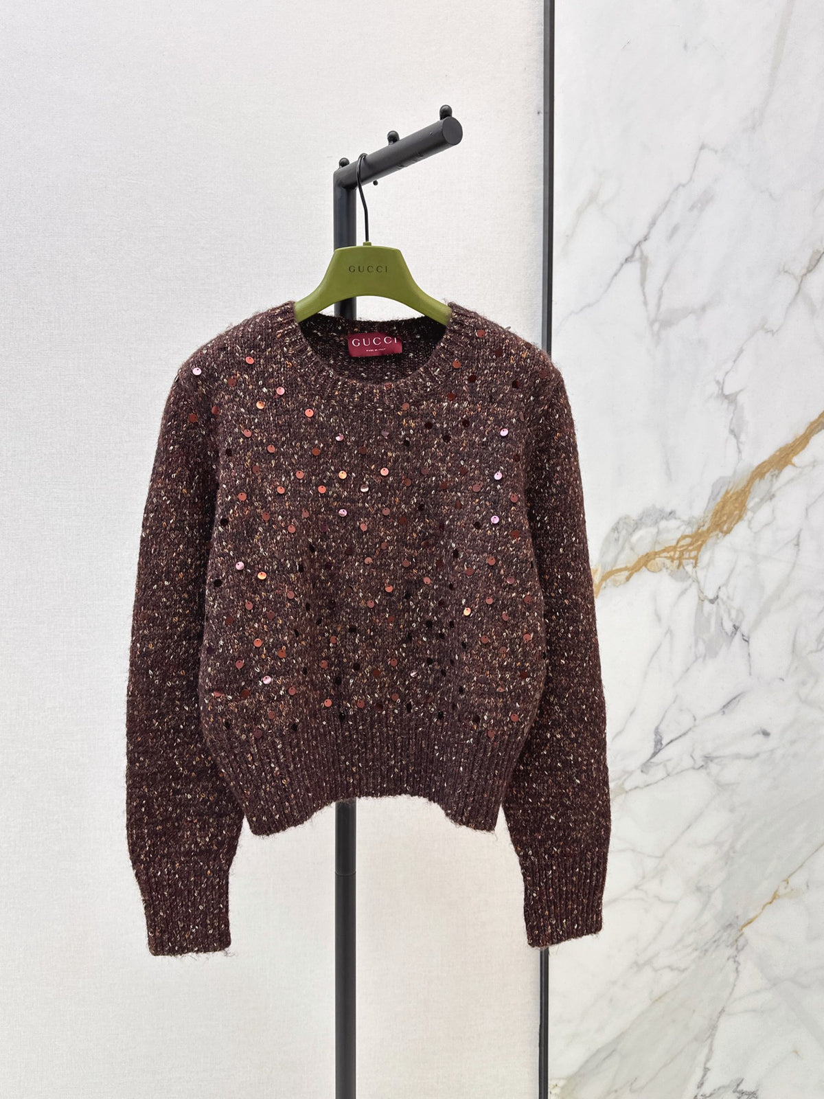 26FW New Sequin-Yarn Crewneck Knit Sweater 🤍💚🤎