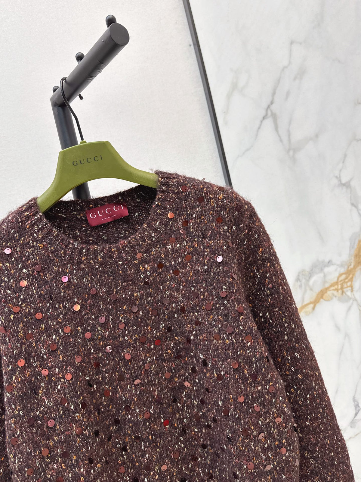26FW New Sequin-Yarn Crewneck Knit Sweater 🤍💚🤎